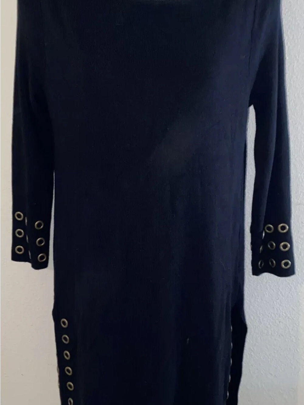 Joseph Black Long-Sleeve Metal Grommet -Trim Dress Size Small 🖤